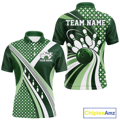 Custom Green Classic Retro Matching Bowling Team League Shirt, Bowling Men Polo Shirt IPHW12365