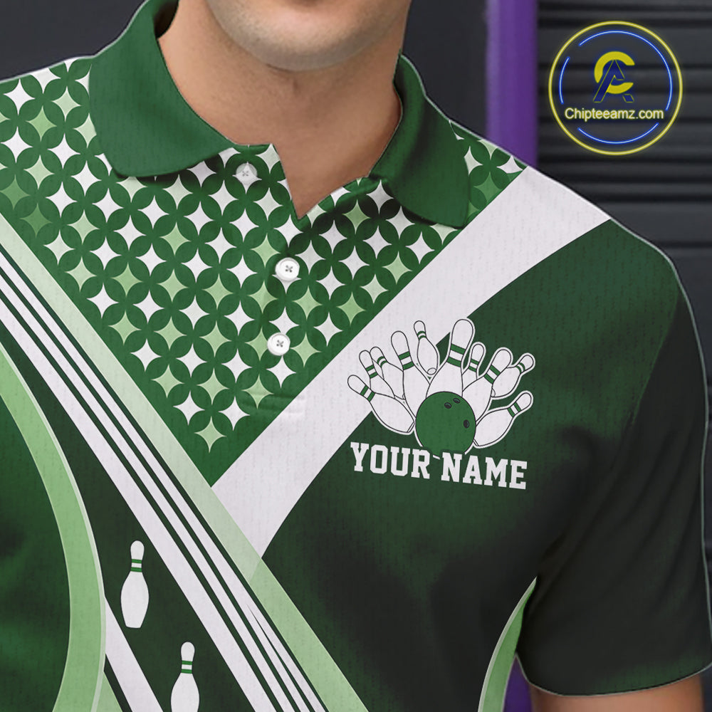 Custom Green Classic Retro Matching Bowling Team League Shirt, Bowling Men Polo Shirt IPHW12365