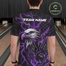 Load image into Gallery viewer, Custom Purple Lightning Flame Eagle Men Bowling Shirt, Patriotic US Team Shirt IPHW10175