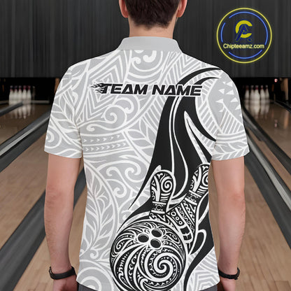 Custom Polynesian Tribal Bowling Men Polo Shirt, Maori Style Bowling Shirt IPHW10336