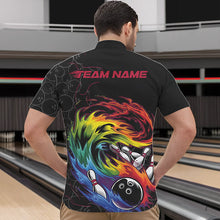 Load image into Gallery viewer, Custom Rainbow Flame Bowling Team Quarter-Zip Shirts For Men, Colorful Bowling League Shirt IPHW8740