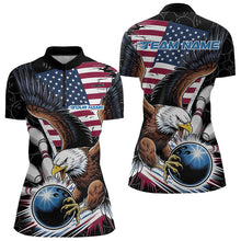 Load image into Gallery viewer, Custom American Flag Eagle Bowling Team Women Quarter-Zip Shirts, US Bowling League Shirt IPHW8752
