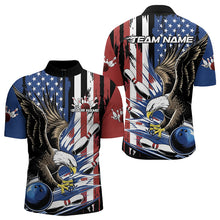 Load image into Gallery viewer, Custom American Flag Eagle Bowling Team Men Quarter-Zip Shirts, Patriotic US Bowling League Shirt IPHW8753