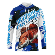 Load image into Gallery viewer, Custom Redfish Puppy Drum Long Sleeve Tournament Fishing Shirts, Redfish Fishing Jerseys | Blue Camo IPHW6231