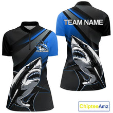 Load image into Gallery viewer, Custom Black And Blue Shark Bowling Jersey, Bowling Uniform Shark Women Quarter-Zip Shirt IPHW9000