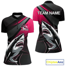 Load image into Gallery viewer, Custom Black And Pink Shark Bowling Jersey, Bowling Uniform Shark Women Quarter-Zip Shirt IPHW9001