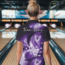 Load image into Gallery viewer, Custom Purple Butterfly Bowling Women Quarter-Zip Shirts, Team Tournament Bowlers Outfit IPHW11114