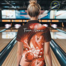 Load image into Gallery viewer, Custom Orange Butterfly Bowling Women Polo Shirts, Team Tournament Bowlers Outfit IPHW11115