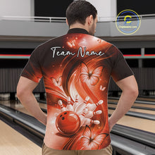 Load image into Gallery viewer, Custom Orange Butterfly Bowling Men Quarter-Zip Shirts, Team Tournament Bowlers Outfit IPHW11115