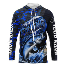 Load image into Gallery viewer, Custom Walleye Long Sleeve Fishing Shirts, Personalized Walleye Fishing Jersey | Blue Camo IPHW6873