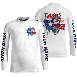 Custom Texas Slam Long Sleeve Fishing Shirts, Texas Trio Redfish, Trout, Flounder Fishing Shirts IPHW7054