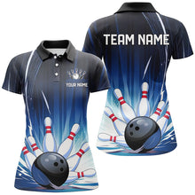 Load image into Gallery viewer, Black And Blue Custom Bowling Team Shirts For Men, Striking Bowling Jerseys IPHW7625