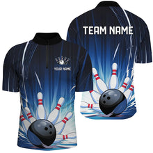 Load image into Gallery viewer, Black And Blue Custom Bowling Team Shirts For Men, Striking Bowling Jerseys IPHW7625