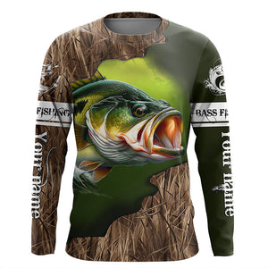Custom Largemouth Bass Fishing Camo Long Sleeve Fishing Shirts
