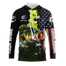 Load image into Gallery viewer, Personalized American Flag Bass Fishing Shirts, Patriotic Bass Tournament Fishing Shirts IPHW5704