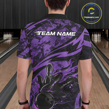 Load image into Gallery viewer, Custom Purple Camo Flame Bowling Men Polo Shirts, Camouflage Bowling Team Jerseys IPHW10346