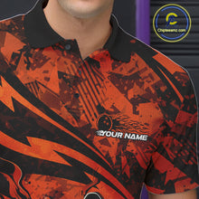 Load image into Gallery viewer, Custom Orange Camo Flame Bowling Men Polo Shirts, Camouflage Bowling Team Jerseys IPHW10347