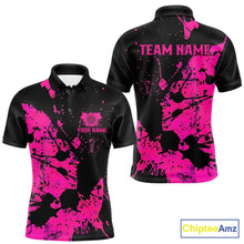 Load image into Gallery viewer, Custom Name Black And Pink Splatter Darts Shirts For Men, Dart Team League Shirts IPHW10622