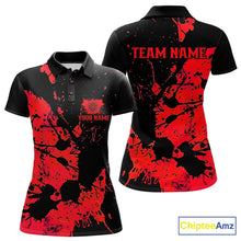 Load image into Gallery viewer, Custom Name Black And Red Splatter Darts Shirts For Women, Dart Team League Shirts IPHW10623