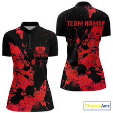 Load image into Gallery viewer, Custom Name Black And Red Splatter Darts Shirts For Women, Dart Team League Shirts IPHW10623