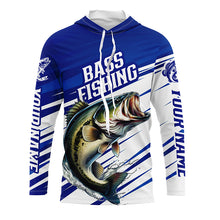 Load image into Gallery viewer, Personalized Bass Fishing Jerseys, Bass Long Sleeve Tournament Fishing Shirts | Blue IPHW5960