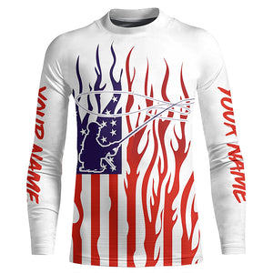 Flame American Flag Custom Flyfishing Shirts, Patriotic Fly Fishing Fisherman Fishing Jerseys IPHW5978