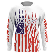 Load image into Gallery viewer, Flame American Flag Custom Flyfishing Shirts, Patriotic Fly Fishing Fisherman Fishing Jerseys IPHW5978