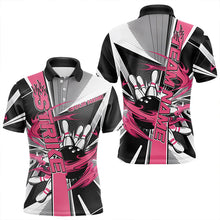 Load image into Gallery viewer, Custom Black And Pink Strike Bowling Men Polo Shirts, Bowling Team League Shirt With Name IPHW8758