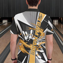 Load image into Gallery viewer, Custom Black And Yellow Strike Bowling Men Polo Shirts, Bowling Team League Shirt With Name IPHW8759
