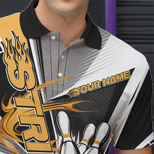 Load image into Gallery viewer, Custom Black And Yellow Strike Bowling Men Polo Shirts, Bowling Team League Shirt With Name IPHW8759