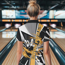 Load image into Gallery viewer, Custom Black And Yellow Strike Bowling Women Polo Shirts, Bowling Team Shirt With Name IPHW8759