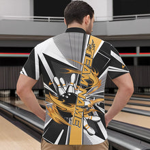 Load image into Gallery viewer, Custom Black And Yellow Strike Bowling Men Quarter-Zip Shirts, Bowling Team League Shirt With Name IPHW8759