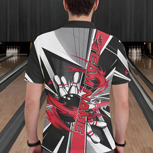 Load image into Gallery viewer, Custom Black And Red Strike Bowling Men Polo Shirts, Bowling Team League Shirt With Name IPHW8761