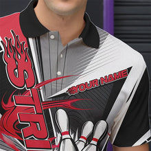 Load image into Gallery viewer, Custom Black And Red Strike Bowling Men Polo Shirts, Bowling Team League Shirt With Name IPHW8761