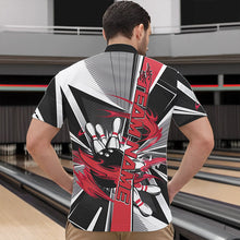 Load image into Gallery viewer, Custom Black And Red Strike Bowling Men Quarter-Zip Shirts, Bowling Team League Shirt With Name IPHW8761