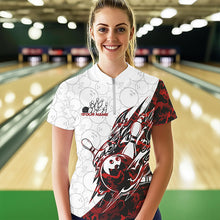 Load image into Gallery viewer, Custom Red Camouflage Bowling Women Quarter-Zip Shirts, Camo Bowling Team Uniform IPHW8771