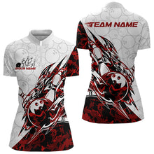 Load image into Gallery viewer, Custom Red Camouflage Bowling Women Quarter-Zip Shirts, Camo Bowling Team Uniform IPHW8771