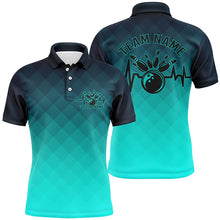 Load image into Gallery viewer, Bowling Heartbeat Pulse Line Blue Argyle Custom Bowling Team Shirts For Men And Women IPHW6253