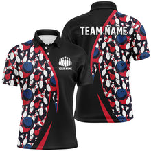 Load image into Gallery viewer, Red, White And Blue Bowling Ball And Pins Pattern Custom Bowling Team Jerseys For Men IPHW6732