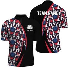 Load image into Gallery viewer, Red, White And Blue Bowling Ball And Pins Pattern Custom Bowling Team Jerseys For Men IPHW6732