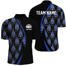 Load image into Gallery viewer, Blue Flame Bowling Ball Pattern Custom Bowling Shirts For Men, Fire Bowling League Outfits IPHW6735
