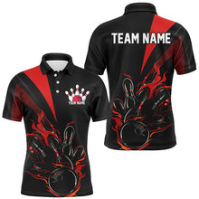 Load image into Gallery viewer, Custom Black And Red Flame Bowling Shirts For Men, Bowling League Shirts Team Jerseys IPHW7324