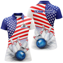 Load image into Gallery viewer, Us Bowling American Flag Custom Patriotic Bowling Shirt For Women, Us Bowling League Shirt IPHW7626