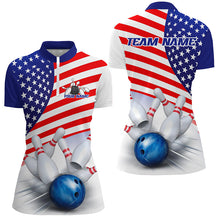 Load image into Gallery viewer, Us Bowling American Flag Custom Patriotic Bowling Shirt For Women, Us Bowling League Shirt IPHW7626