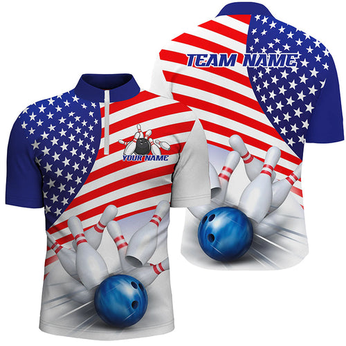 Us Bowling American Flag Custom Patriotic Bowling Shirt For Men, Us Bowling League Shirt IPHW7626