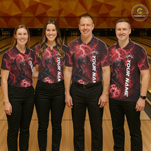 Load image into Gallery viewer, Custom Red Thunder Lightning Bowling Team Men Polo Shirt, Dragon Bowling Jerseys IPHW10195