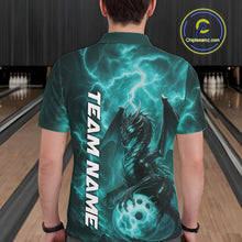 Load image into Gallery viewer, Custom Turquoise Blue Thunder Lightning Bowling Team Men Polo Shirt, Bowling Jerseys IPHW10196