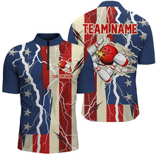 Load image into Gallery viewer, Persnalized American Flag Strike Bowling Team Shirts For Men And Women, Bowler Outfit IPHW5992