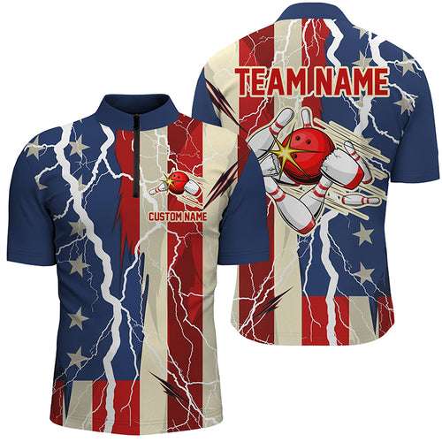 Persnalized American Flag Strike Bowling Team Shirts For Men And Women, Bowler Outfit IPHW5992