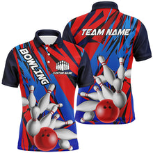 Load image into Gallery viewer, Blue And Red Custom Strike Bowling Team Shirts, Patriotic Unisex Bowling Tournament Jerseys IPHW6258